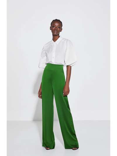 zara green satin pants